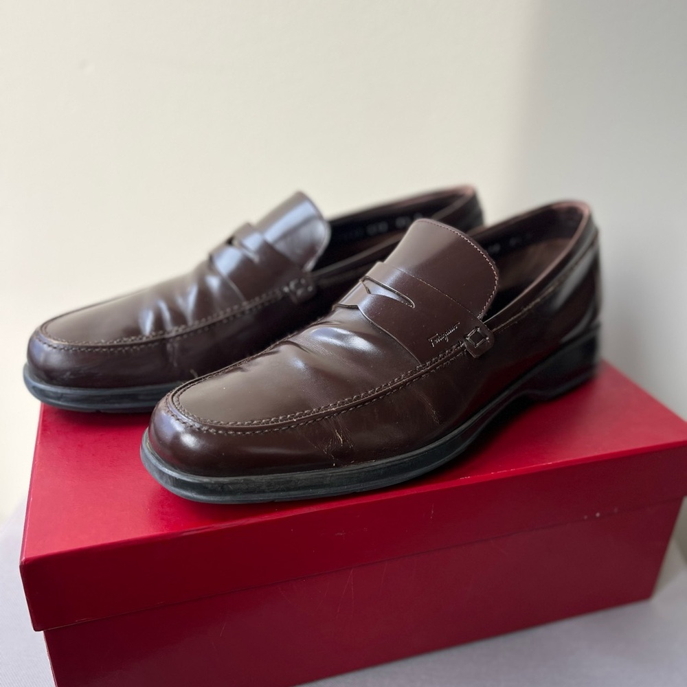 Salvatore Ferragamo Dark Brown Leather Loafers- 8.5